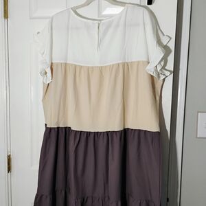 New No Brand  Brown‎ And Tan Size 2x Elegant Color Block Midi Dress